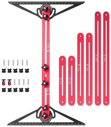 Herramienta de medición de escaleras de aleación de aluminio, 10,5 a 60,5 pulgadas, longitud ajustable, herramienta de medición de escaleras con transportador e indicador de escalera, guía de