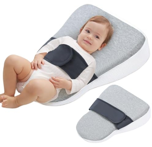 Obelunrp Cuscino antireflusso per neonati, cuscino antireflusso a cuneo per neonati con cintura in vita, morbido di supporto per in memory foam per dormire/allattare