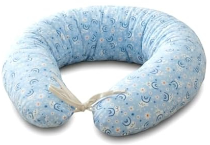 ZK ZuresKa Cojin de Lactancia y Almohada Embarazada XXL (2 Metros). Cojín Lactancia Bebe con Funda Desenfundable y Lavable. Multiusos Maternidad. (1, Azul_Conejos, XXL)