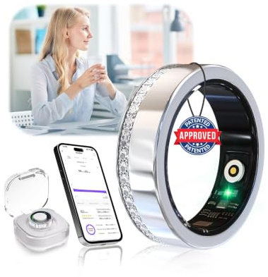 XSWCCJJ Smart Ring【2,5g Ultralight – 11x Leichter als Smartwatch】【JZ 5.1-Al Nanomonitoring – 0,1%± Fehler】 24h Gesundheitsüberwachung, Ohne ABO, 5-10 Tage Akku – Smart Ring für iOS/Android Silver 10#