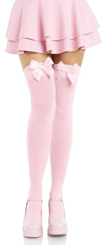 LEG AVENUE 6255 - Blickdichte Nylon Overknee Mit Satin Schleife, Einheitsgröße (EUR 36-40), light pink, Damen Karneval Kostüm Fasching