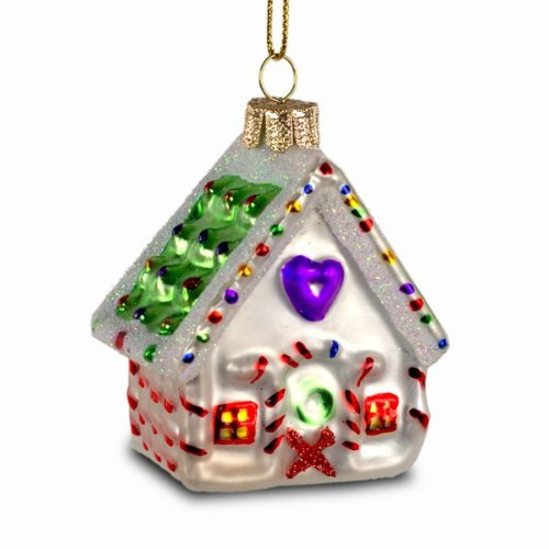 SIKORA Haus mit Zuckerstange besondere Weihnachtskugel Glas Christbaumschmuck Deko Figur Weihnachten Anhänger Ornament - Trend Line - BS225