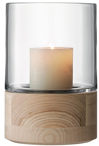 LSA International Lotta LW24 Soporte para velas con base de fresno, transparente, 22.5 cm de alto