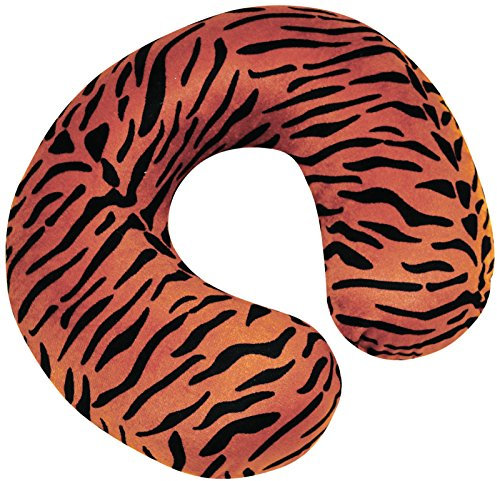 MP Essentials Animal Pattern Super Velour Luxury Memory Foam Comfort Neck Support Cushion (Travelling, Car, Plane, TV, Reading) (Blue) (Brown Tiger)