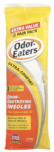 Odor-Eaters Ultra Comfort Insoles, Slim Fit with Activated Charcoal, Odor Destroying Protection, One Size Fits Most,(Pack of 3, Total 9 Pairs)