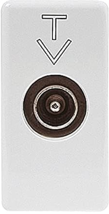 GEWISS - GW20381 Presa Coassiale Tv Schermatura Classe A, Connettore Iec Maschio 9.5 mm, Diretta con Passaggio di Corrente, 1 Modulo, System White