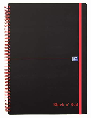 Oxford 400047654 Spiralbuch Black n Red DIN A4 kariert flexibler Deckel 70 Blatt schwarz rot