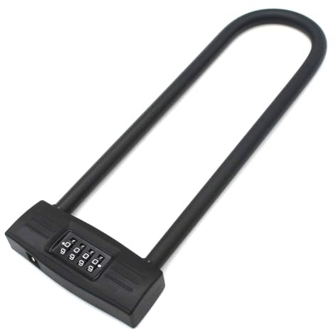 mioni 4 Digit U-Lock Motorcycle Lock/Bike Lock-resettable Combination U-Lock/D Bicycle Lock/Door Lock-, fix The Bicycle Without Carrying The Key. (Black)