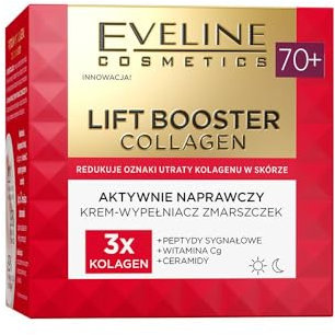 Eveline Cosmetics Lift Booster Crema Filler Rughe al Collagene 70+ - Terapia Avanzata di Riparazione con 3 Tipi di Collagene, Vitamina Cg, Peptidi e Ceramidi per Pelle Matura