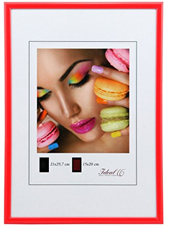 IDEAL TREND Kunststoff Bilderrahmen Glas Modern Wanddeko Collage Poster Bilder Foto Rahmen: Farbe: Rot | Format: 50x70