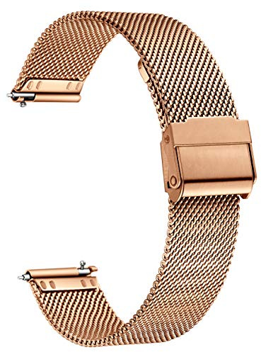 XIRUVE Uhrenarmband Edelstahl Mesh Schnellverschluss Ersatzband für Damen Herren 12-24mm