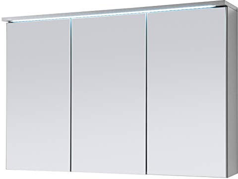 Spiegelschrank Badschrank Spiegel Badhängeschrank Badmöbel Kirkja I Titan/Weiß 100 cm