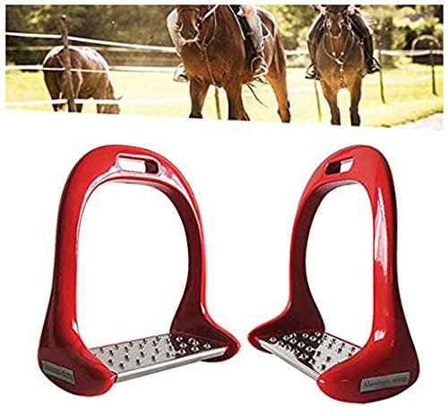 QMZDXH 2Pcs Steigbügel, Langlebige Reitbügel, für Sattel Sicherheits Steigbügel mit Rutschfester rostfreies Edelstahl für den Pferdesport red