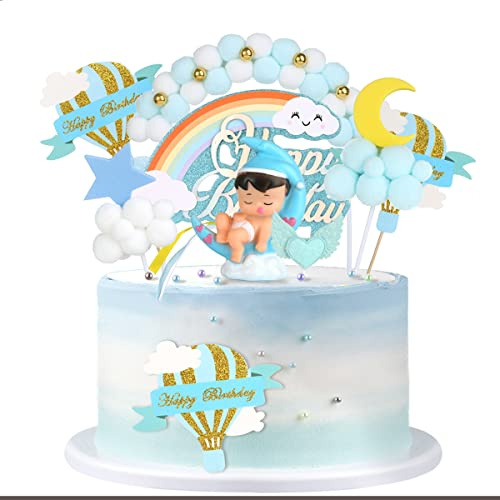 Ohaoduo Babyparty Tortendeko Blau, Baby Shower Kuchen Topper, Taufe Junge Geburtstag Kuchendeko, Cupcake Toppers