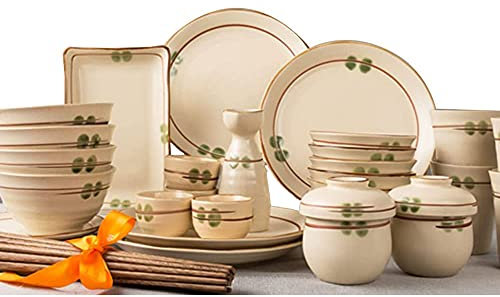 MNSSRN De Style Japonais Grossier Ensemble de poterie en céramique, Costume de dîner en Famille avec Pot de vin Clair et la Coupe, Le Service 4 Personnes