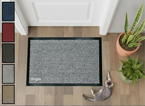 GENERICO Zerbino Asciugapassi Antiscivolo Antinciampo Tessitura Morbida Retro Gommato Varie Misure 100% Made in Italy tappeto asciugapasso (60x90 cm, GRIGIO)