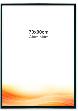 RAWWEST.BIS Alu Bilderrahmen 70x90cm Plakatrahmen Alurahmen mit Plexi Rahmen aus Aluminium für Bilder Poster Fotos und für Puzzle, Posterrahmen Fotorahmen, Schwarz