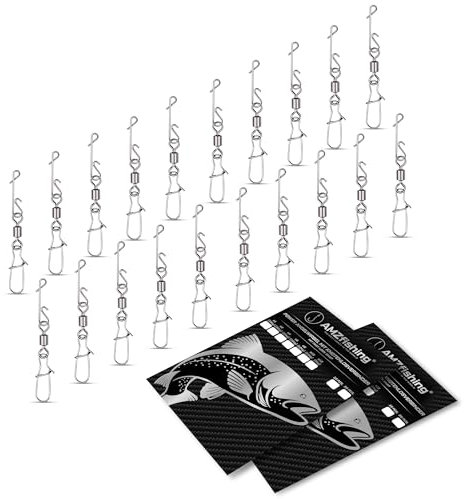 AMZfishing NEU 20x Knotenlosverbinder mit Hochleistungswirbel | Knotenlosverbinder mit Wirbel | Angelzubehör | Angeln Zubehör | Wirbelsortiment | Angeln Wirbel | Angelwirbel (20/1)