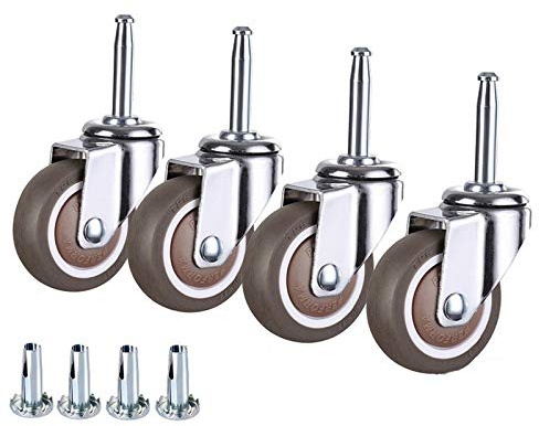 LUNEZY Ruedas silenciosas, Ruedas giratorias, Ruedas Resistentes en Caucho TPE, Ruedas de vástago de Repuesto para Cama de bebé, Carros, Muebles, Vástago M8x38 mm, con Accesorios, 4 Pieza