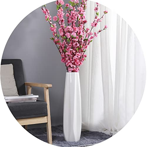 Große Bodenvase, weiße Keramikvase, handgefertigt, anspruchsvolles Gefäß für dekorative Zweige und getrocknete Blumen (Color : Weiß, S : 45cm)