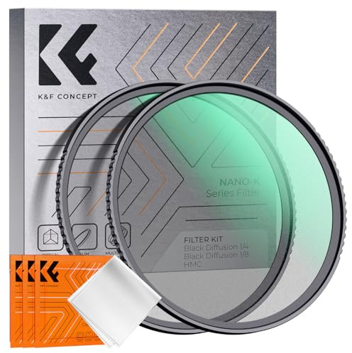 K&F CONCEPT Filter Black-Mist 1/4 & Black-Mist 1/8 Filter, 52mm Black Promist Filtersets Effektfilter Black Diffusion Effektfilter (Nano-Klear)