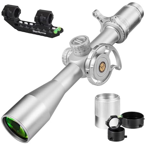 WestHunter Optics HD-N 4-16x44 FFP Precisión Miras Telescópicas, Exclusivo para Competiciones Deportivas de Larga Distancia | Silver, Picatinny Kit A