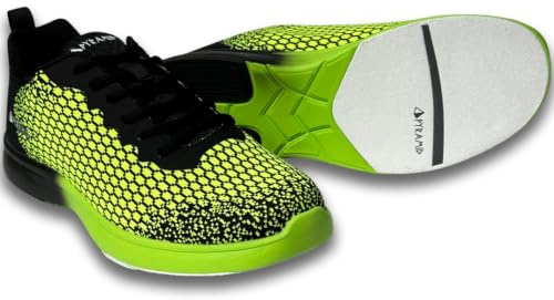 Pyramid Scarpe da Bowling Path Lite Senza Cuciture da Uomo, Nero/Tensione Lime, 42 EU