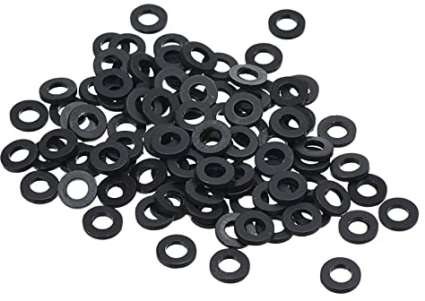 PATIKIL Arandela Plana de Nylon M3 6mm x 1mm (OD*Gorsor) Negro 100 Piezas | Arandela Plana de Plástico Redondo Juntas Toricas para Tubería Manguera Sujetador Perno