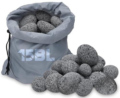 Schwarzer Lavastein für Feuerstelle, 5,1 cm - 7,6 cm, große natürliche Lavasteine für Gas-Feuerstelle und Kamin (6,8 kg)
