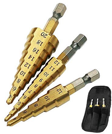 Brocas escalonadas de perforación Vástago Hexagonal Broca escalonada Vástago Broca de Metal recubierta 3-12 mm 4-12 mm 4-20 mm Herramienta de Corte de Orificio de Taladro de Cono Escalonado (Color :