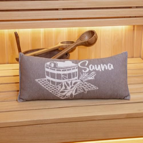Ger3as Sauna Pillow, Travel Pillow, Cotton, 100% Sauna Cushion, 50 x 22 cm, Sauna Pillow (Light Grey/White)