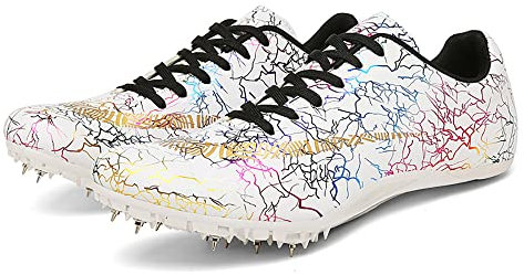WOund Unisex Track Spike Schuhe, Leichtathletik-Laufschuhe für Sprint und Mittelstrecke,Weiß,36