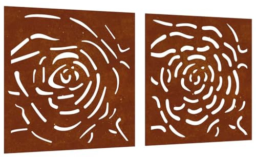vidaXL 2-tlg. Garten-Wanddeko 55x55 cm Cortenstahl Rosen-Design