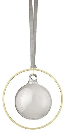 blomus Weihnachtsbaumkugeln 4er Set KITAI | Christbaumkugeln in Farbe Smoke | Ø 8 cm | Tannenbaumkugeln mit Ring aus Eisen in Gold | Christbaumschmuck mit Satinband