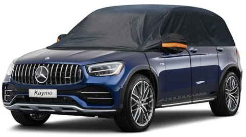 Kayme Mezzo Copriauto da Esterno, Mezzo Garage Impermeabile Anti UV Anti Vento Antipolvere a 7 Strati con Gancio elastico e in Cotone Adatto per Auto a SUV (fino a 460cm) YM