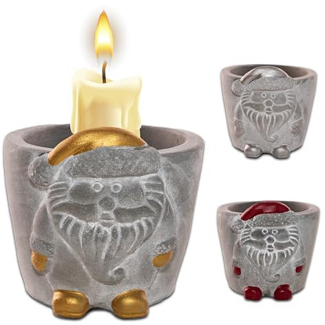 One Goodlife - Velas decorativas para velas de barra o como portavelas | 3 unidades de portavelas para el hogar de hormigón | Cuenco de diseño como decoración de salón o mesa de comedor | decoración