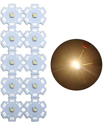 LED-Chip-Leuchtmittel, 3 V, 3 W, warmweiß, Hochleistungsperlen, Modul-Pixel-Licht auf Aluminium-Kühlkörper-Leiterplatte für Punktstrahler, 10 Stück