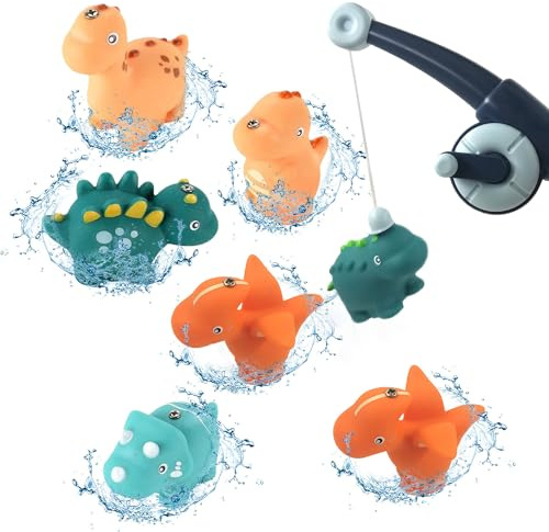 Badespielzeug ab 1 2 3 Jahr 8 Stück, Badewannenspielzeug mit Angelstäbe und Badetier, Wasserspielzeug Kinder, Angelspiel Magnetisch, Geschenk für Kleinkind Jungen Mädchen