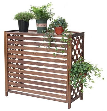 Recinzione for la privacy della copertura del condizionatore d'aria in legno massello, cestino nascosto for la spazzatura, divisorio for lo spazio, condizionatore d'aria, pompa di calore, rete protett