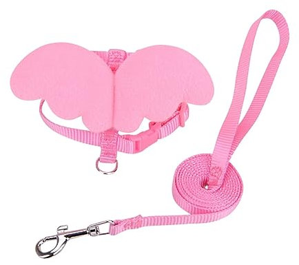 SUPVOX Pet Chest Harness and Leash with Angel Wings Adjustable Soft Pink s Size Puppy and Small Dog Walking Strap