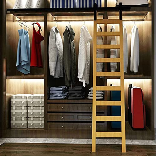 Sliding Ladder Door Hardware Kit - Sliding Barn Door Hanging Rail, Library/Bookcase Sliding Ladder Track Kit, Black Carbon Steel Moving Ladder Rail, Easy To Install (Size : 600cm(19.7 ft) track kit)