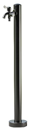Nero Fontana da Giardino Esterno Moderna Fontanelle da Giardino Acciaio Inossidabile Rubinetti da Esterno Fontane da Giardino(Color:Round column with dual faucet,Size:95cm)