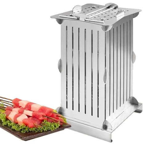 OUDEX Manuelle Spieß-Kebab-Maschine, Edelstahl-Kebab-Maker-Box, Gleichmäßig Verarbeitete Fleischspieße/kann 49 Saiten Gleichzeitig Tragen, Für Restaurant, Große Grillparty