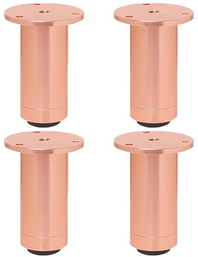 SZLXJMFL Rose gold Cabinet Legs Aluminum Alloy Furniture Legs 4pcs Adjustable Furniture Feet Round DIY Metal Cupboard Feet Bathroom Cabinet Feet Kitchen Cabinet Foot, Rubber Anti-slip Mat 8cm/3.1in