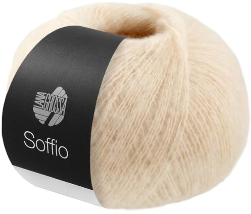 LANA GROSSA Soffio | Flauschiges Lace-Garn aus Merino- & Baumwolle mit 10% Kaschmir | Handstrickgarn aus 60% Schurwolle (Merino superfein), 30% Baumwolle (Bio) | 25g zum Stricken | 212m Garn FB 17