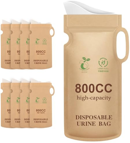 koliprnt TWee Pee Bag 800ml Pack of 8,Notfall Toilette fürs Auto,Reisetoilette with Handle,Super Absorbent Disposable Urine Bags for On The Go, Camping, Travel, Car Travel, Outdoor