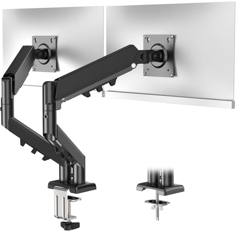 MOUNTUP Monitor Halterung 2 Monitore für 13 bis 32 Zoll Bildschirme, Dual Arm Monitorhalterung Höhenverstellbar Hält 2-9 kg, Neigbar Schwenkbar Drehungbar, VESA 75 /100mm, EU8014B