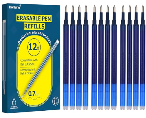 Donluhu Ersatzminen für Pilot FriXion [12er Set], Blau-Schwarz, radierbare Ersatzminen für Pilot FriXion Stifte
