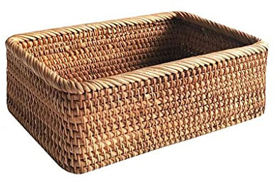 ZXDZMM Cestino di Vimini Rettangolare Intrecciato a Mano in Rattan, per Frutta, tè, Snack, Pane, Picnic, Contenitore per Cosmetici, Utensili da Cucina, Utensili per la casa