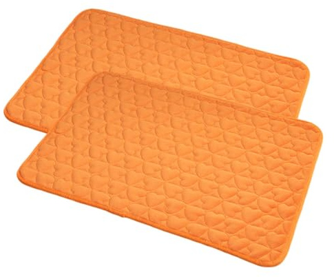FANSU Farbe Welpen Unterlagen, 2 Stück Plüsch Wiederverwendbare PIPI Matten für Hunde, Wasserfest Inkontinenzunterlage Waschbar, Welpenunterlage für Welpen (90x70cm,Orange)